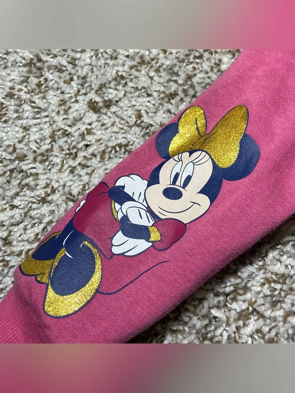DISNEY JUNIOR Size 3T Minnie Mouse Pink Gold Glitter One Of A Kind 2-Piece Fit
